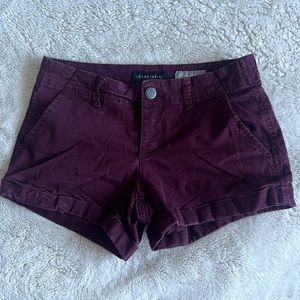 Aeropostale Maroon Cuffed Midi Shorts Size 0